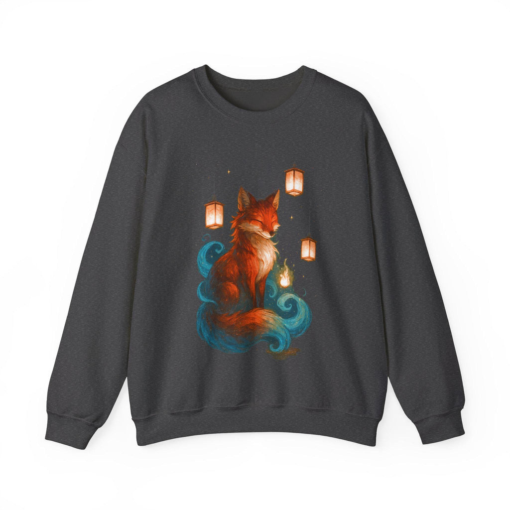 Fox Lantern Spirit Sweatshirt Cozy Fantasy Japanese Animal Art Gift for Nature Lovers and Anime Fans