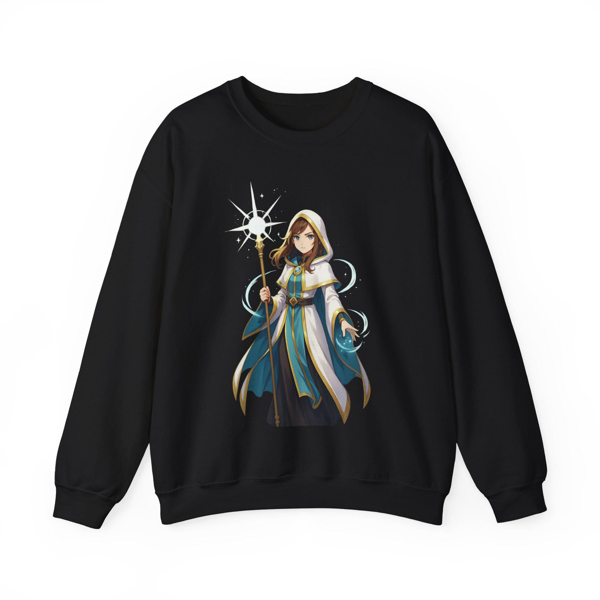 Anime Sorceress Sweatshirt Magic Girl Streetwear Medieval Fantasy Gift for Gamers and Anime Lovers