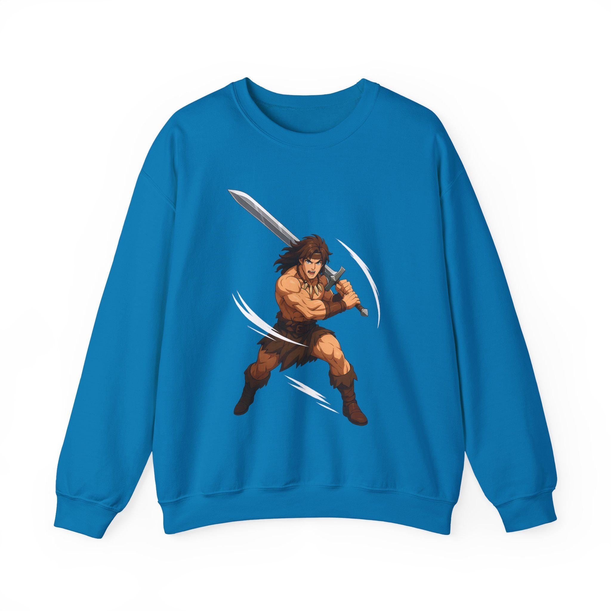 Barbarian Warrior Anime Sweatshirt Muscle Fighter Shirt Mountain Graphic Gift for Anime Fans and Gamers