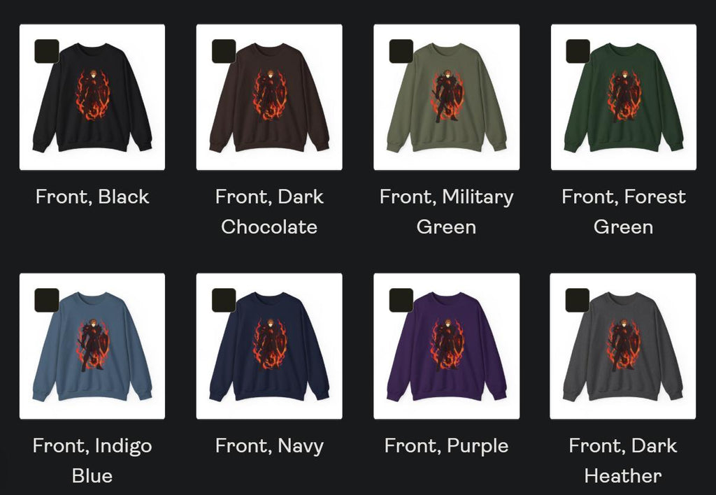 Flame Knight Anime Sweatshirt Black Spooky Castle Glow-in-Dark Fantasy Armor Gift for Gamers Otaku Streetwear Anime Apparel