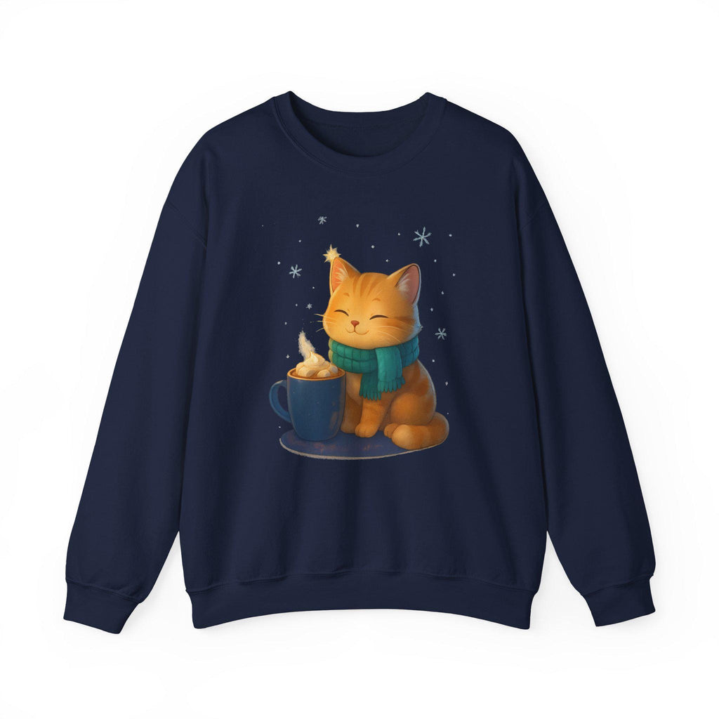 Cozy Cat Cocoa Sweatshirt Cute Kawaii Cat Lover Gift Anime Coffee Crewneck Fall Aesthetic Streetwear Epic Anime Apparel