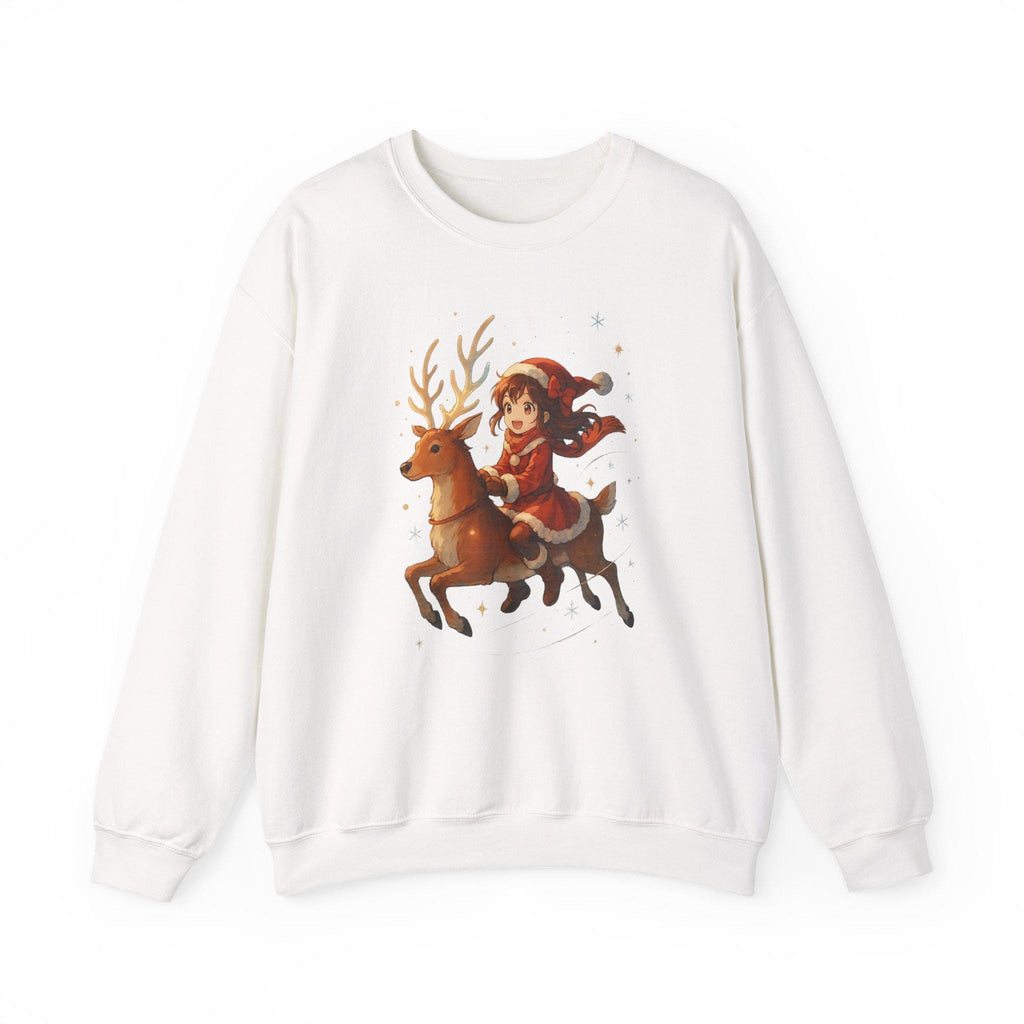 Anime Christmas Reindeer Sweatshirt Cute Holiday Gift Cozy Santa Outfit for Anime Fans and Gamers