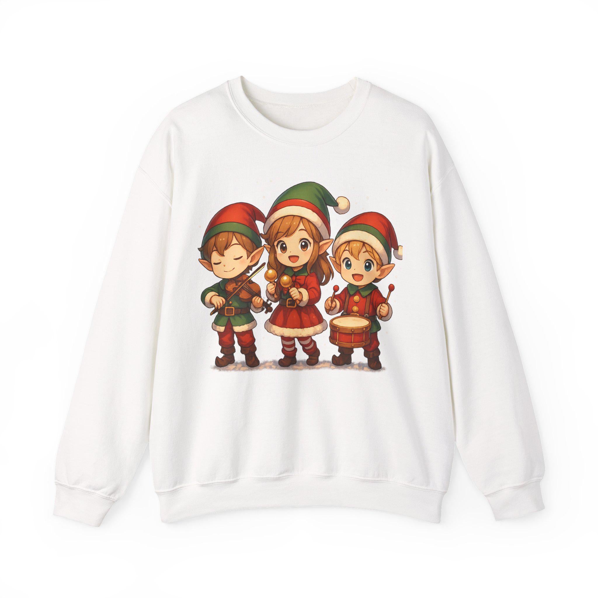 Anime Christmas Elf Sweatshirt Cute Holiday Gift Cozy Winter Apparel for Anime Fans and Gamers