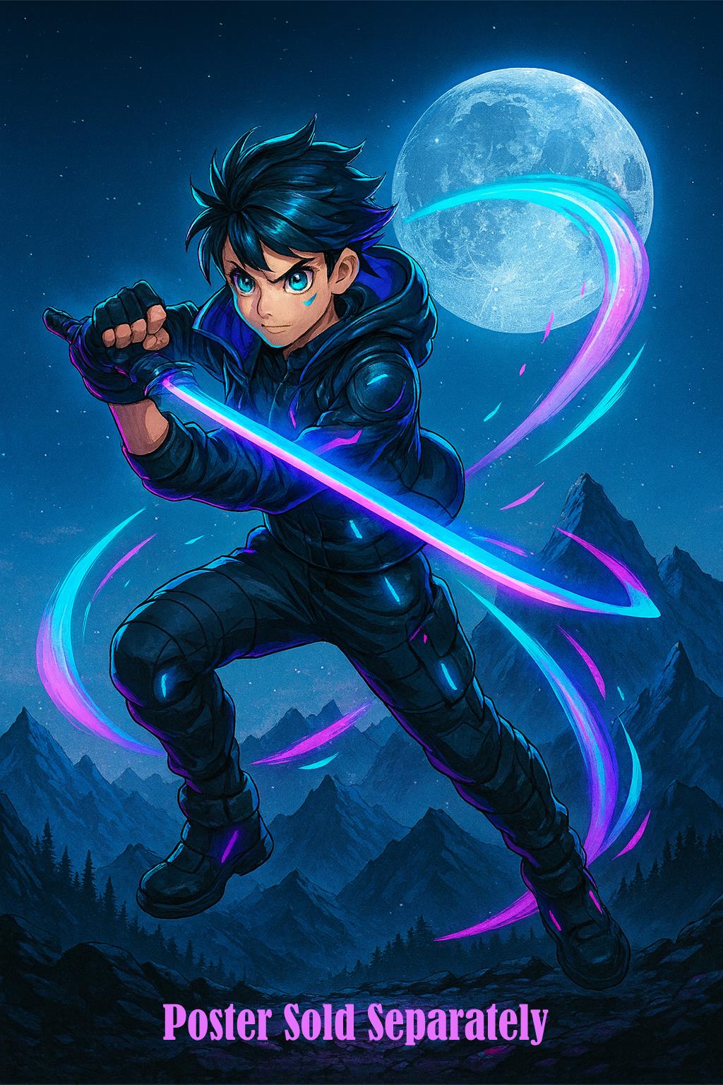 Cyberpunk Anime Boy Sweatshirt Neon Blade Streetwear Futuristic Techwear Gift for Gamers and Anime Fans