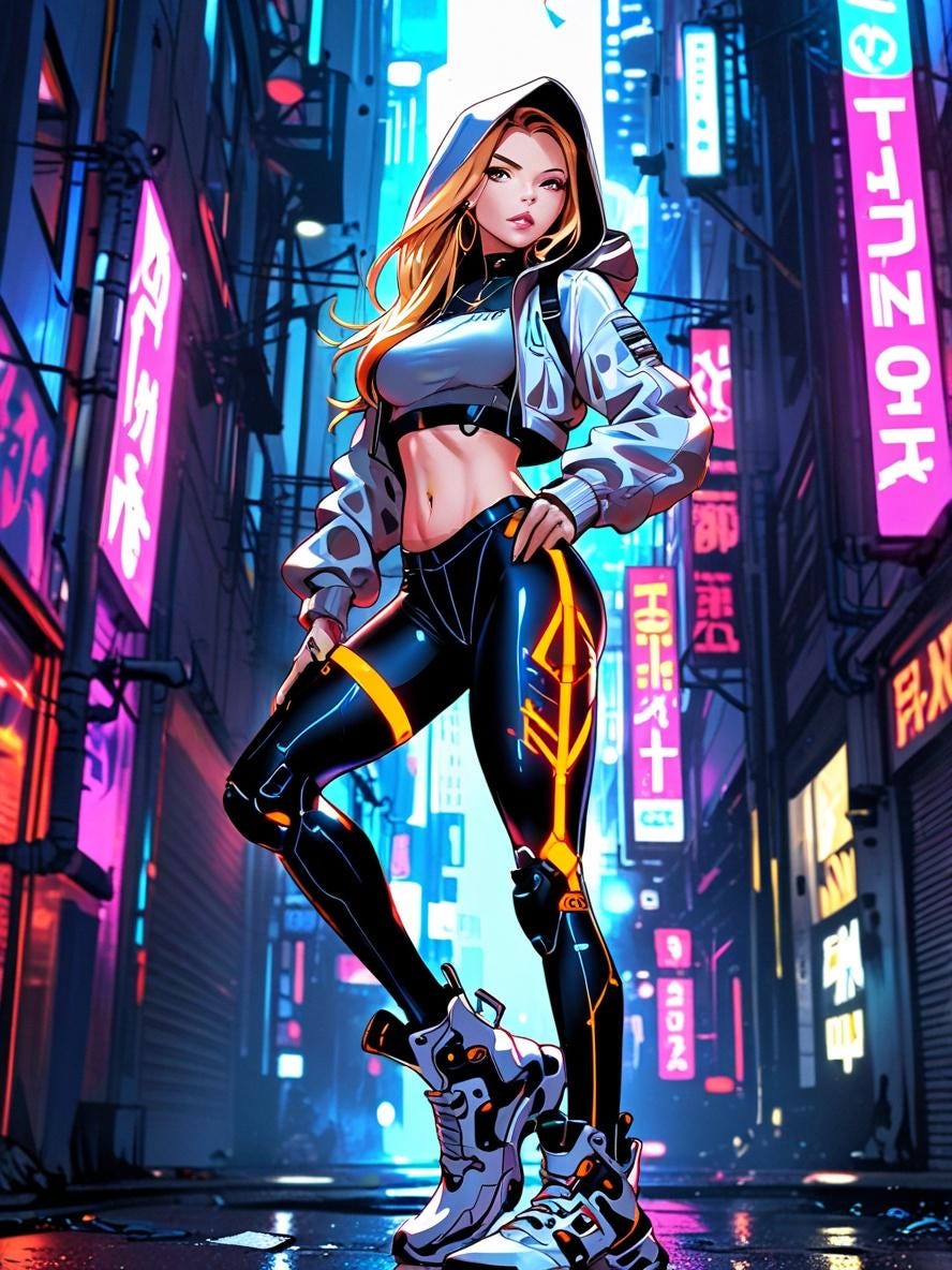 Anime Cyberpunk Girl Sherpa Blanket Neon Glow Techwear Gift for Gamers and Anime Fans