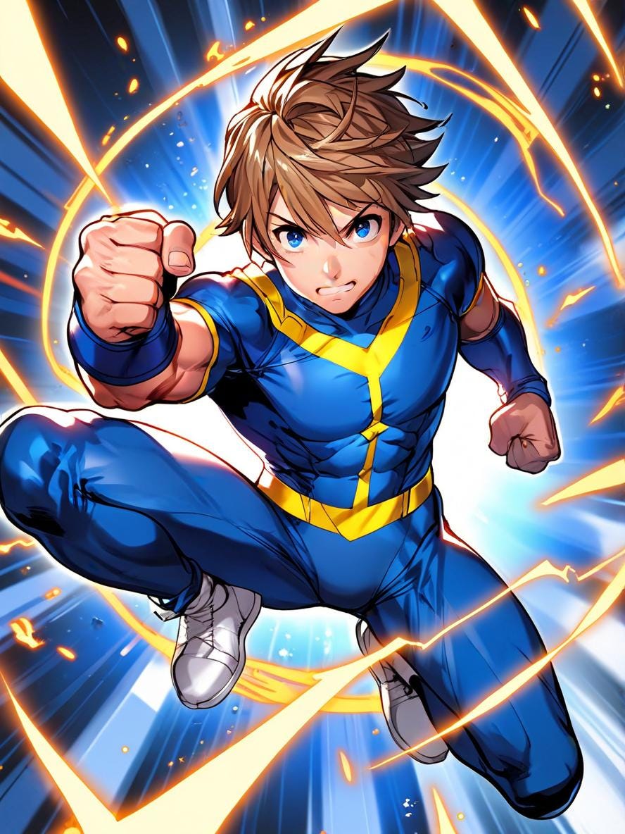 Anime Hero Sherpa Blanket Blue Suit Lightning Fist Punch Superpower Fleece Throw Gift for Anime Lovers and Gamers