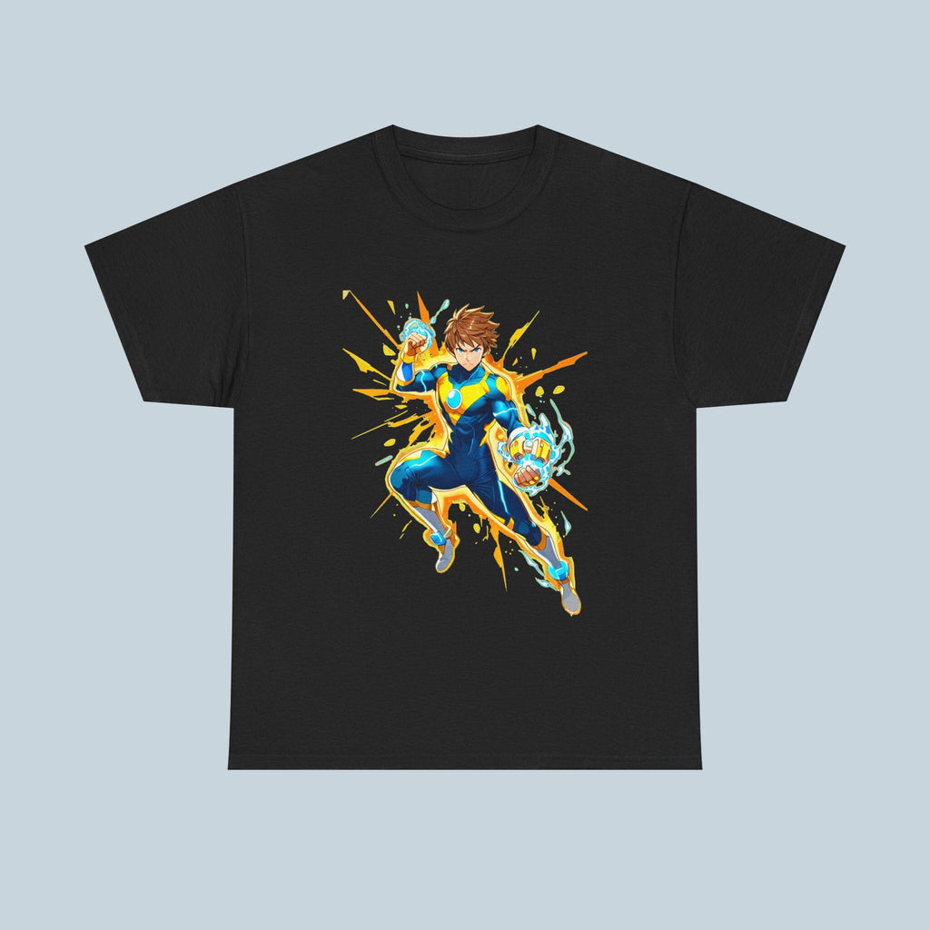 Anime Lightning Hero T-Shirt Neon Electric Power Splash Shirt for Anime Fans and Gamers Gift