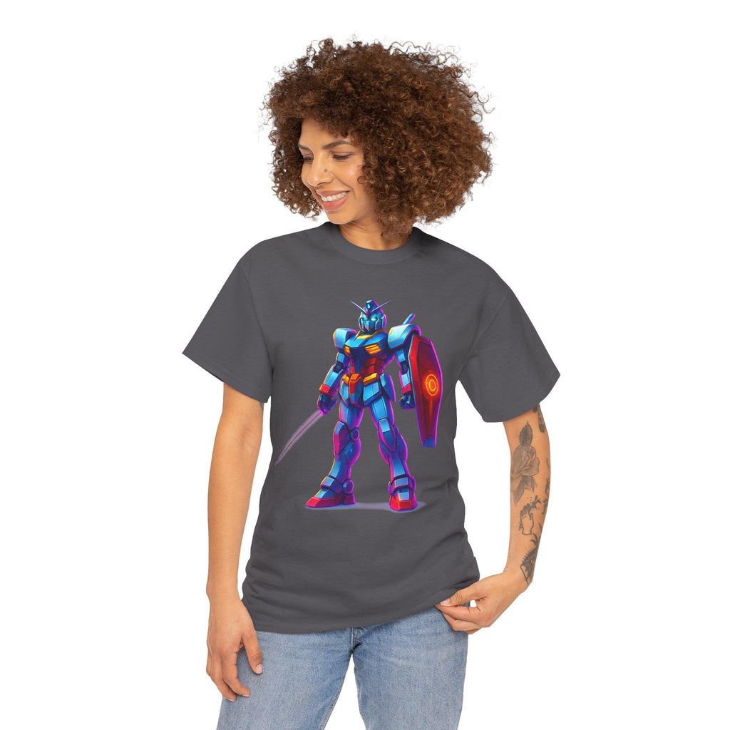 Neon Mecha Warrior T-Shirt Cyberpunk Anime Robot Streetwear Gift for Gamers and Mecha Fans