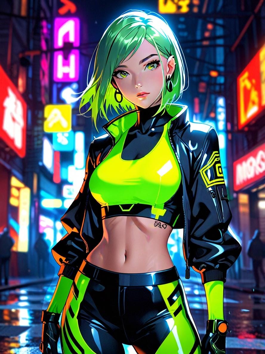 Cyberpunk Anime Girl Sherpa Blanket Neon Glow Futuristic Throw Techwear Gamer Gift for Anime Lovers and Collectors