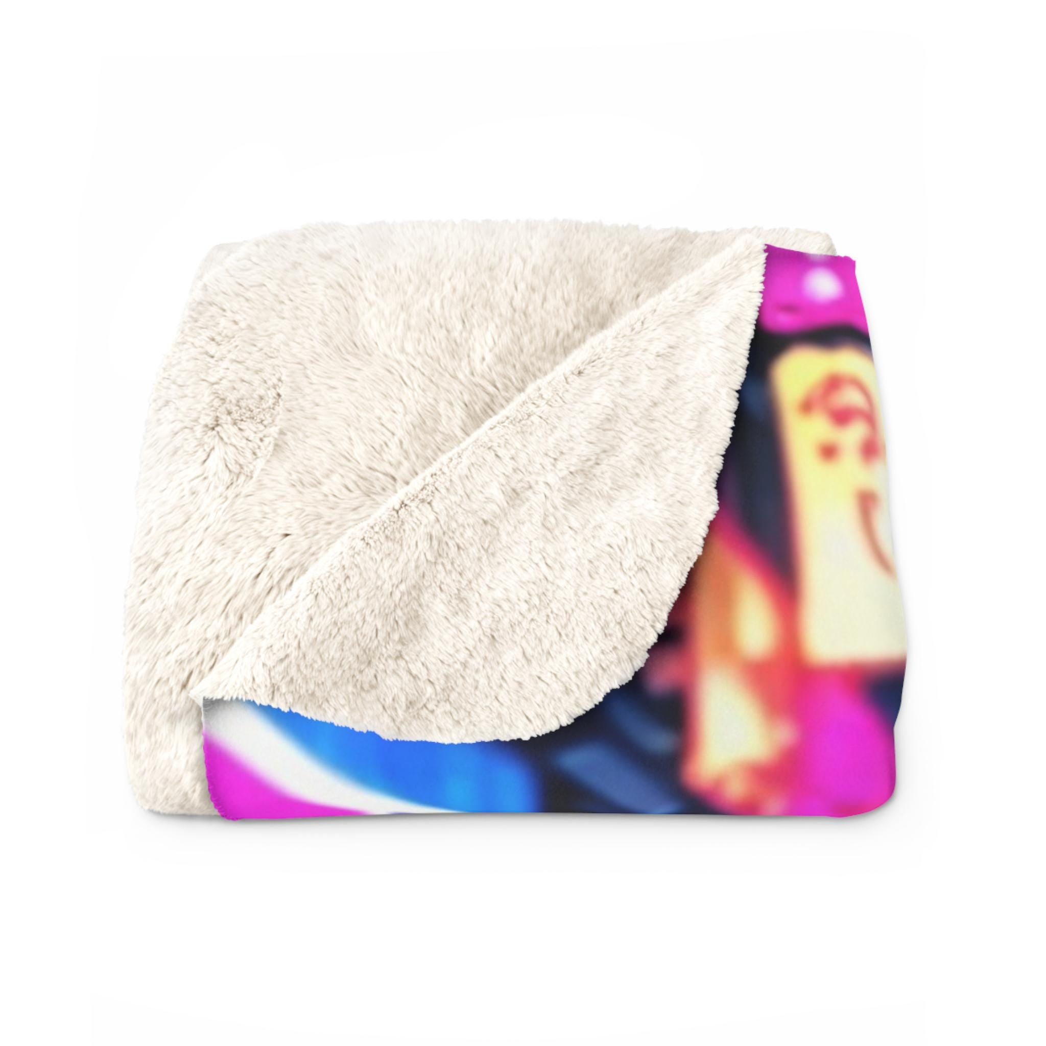 Cyberpunk Anime Girl Blanket Neon City Sherpa Throw Futuristic Street Style Gift for Gamers and Otaku Fans