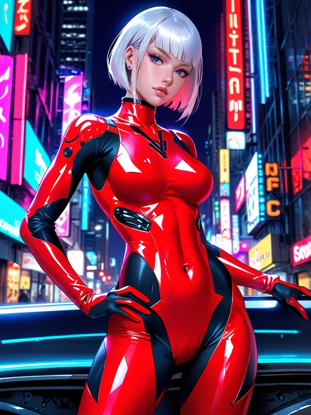 Anime Girl Red Cyber Suit Blanket Futuristic Sherpa Throw Neon Techwear Gift for Gamers and Otaku Collectors