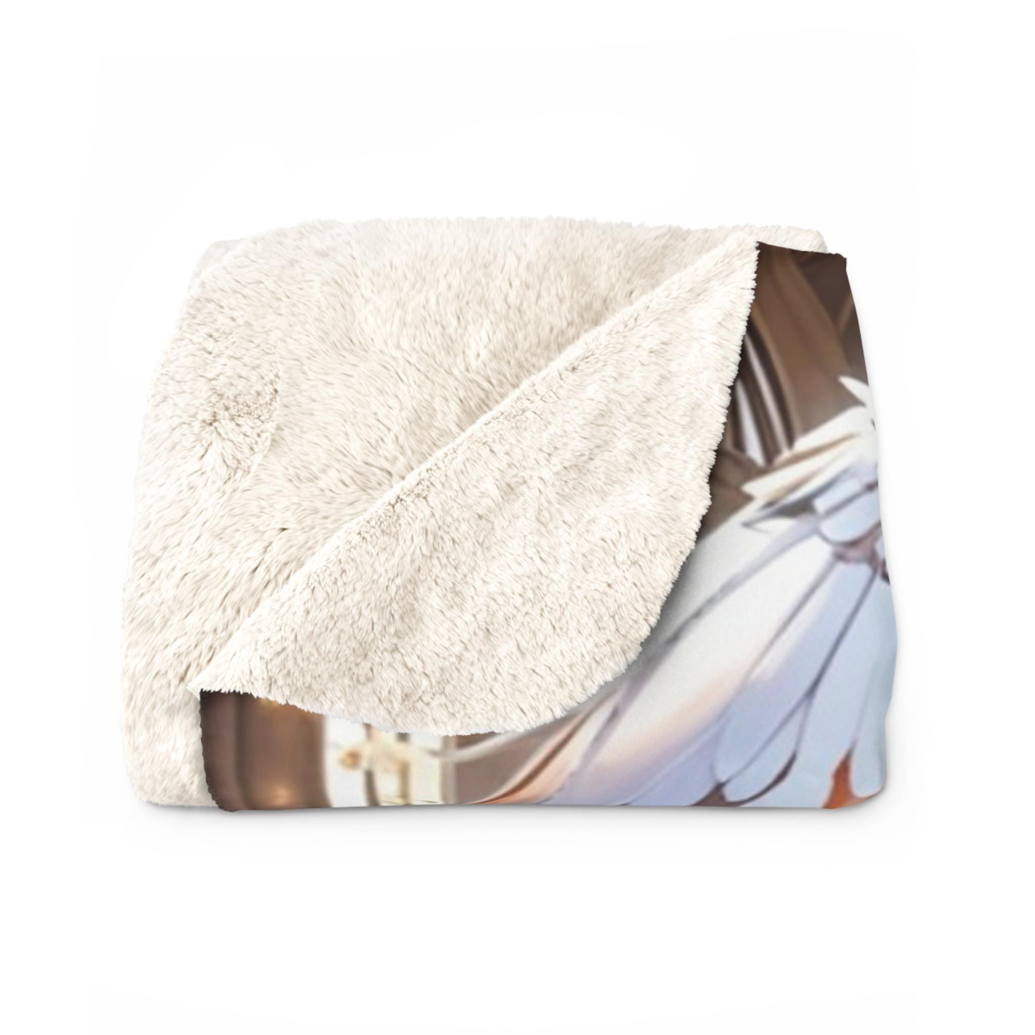 Angel Warrior Blanket Gold Wings Sherpa Throw Anime Cathedral Hero Art Guardian Angel Gift for Fantasy Lovers