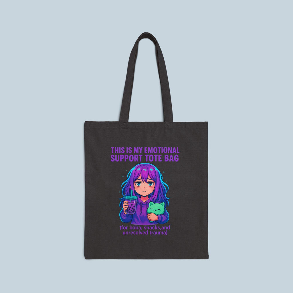Sad Anime Girl Tote Bag Aesthetic Japanese Art Style Emotional Support Boba Gift Cute Kawaii Streetwear Accessory