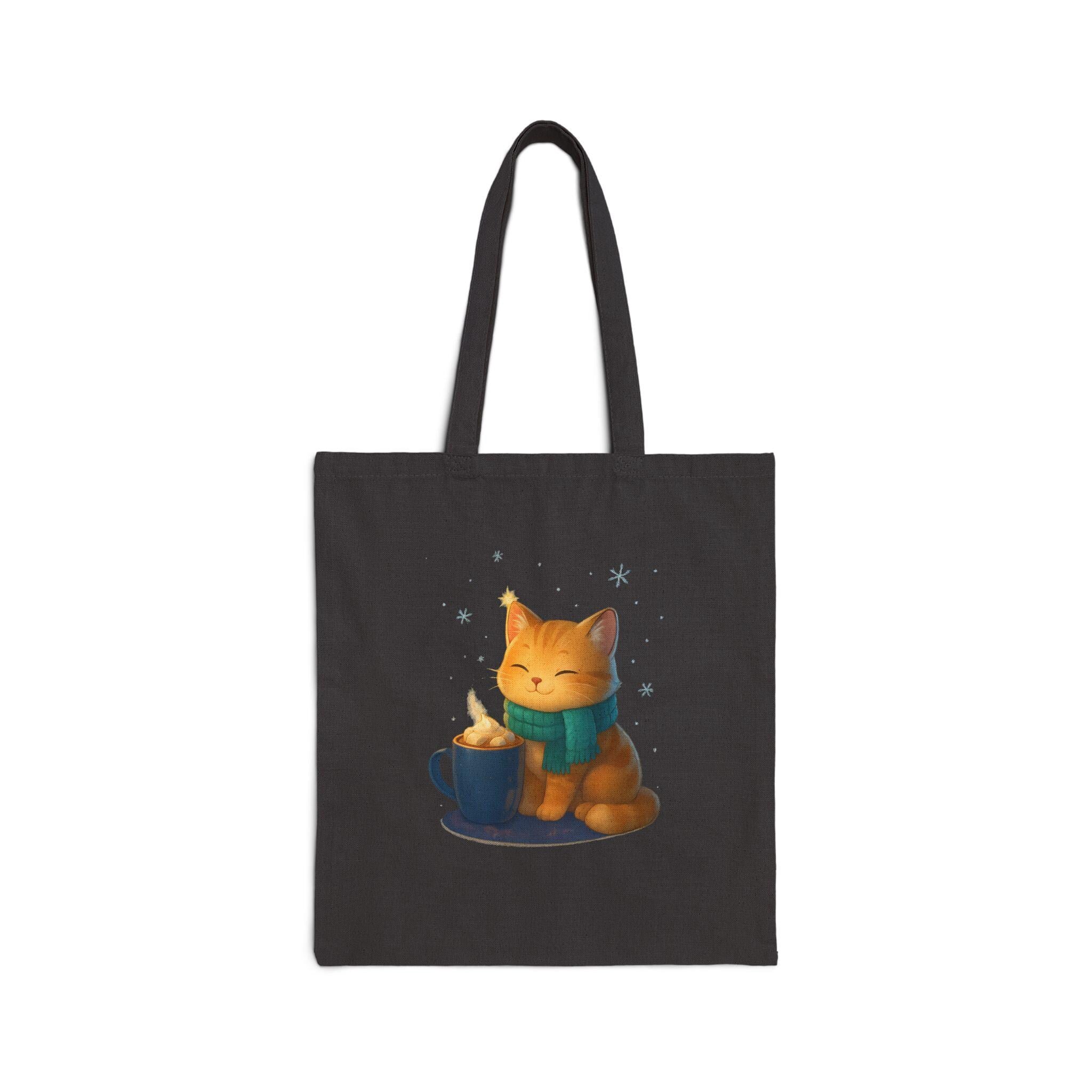 Cozy Cat Cocoa Tote Bag Cute Kawaii Cat Lover Gift Anime Coffee Shopper Eco Bag Warm Aesthetic Art Epic Anime Apparel