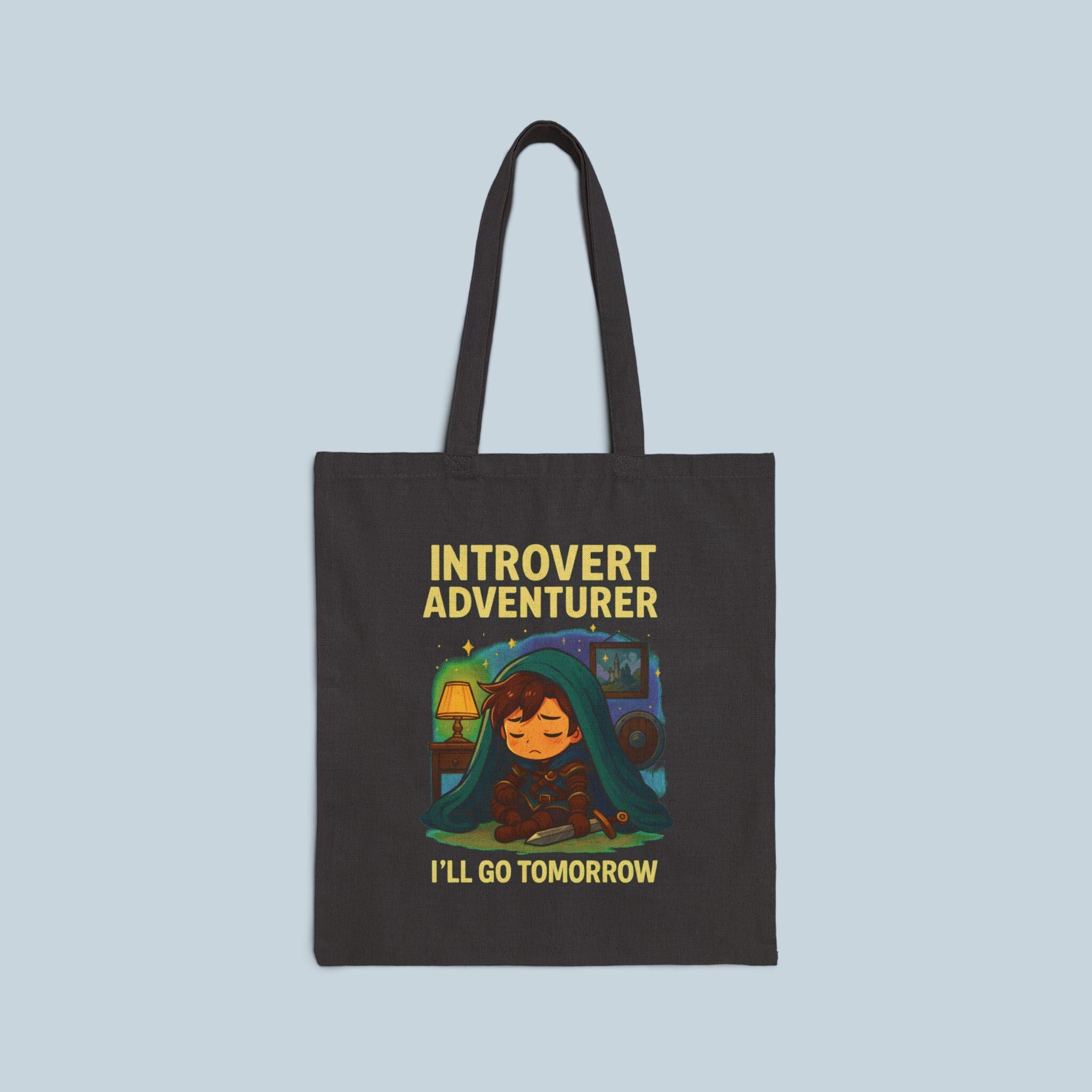 Introvert Adventurer Shirt Funny RPG Gift for Gamers DnD Fans Cozy Fantasy Tee I'll Go Tomorrow Chibi Knight Sleepy Humor Shirt