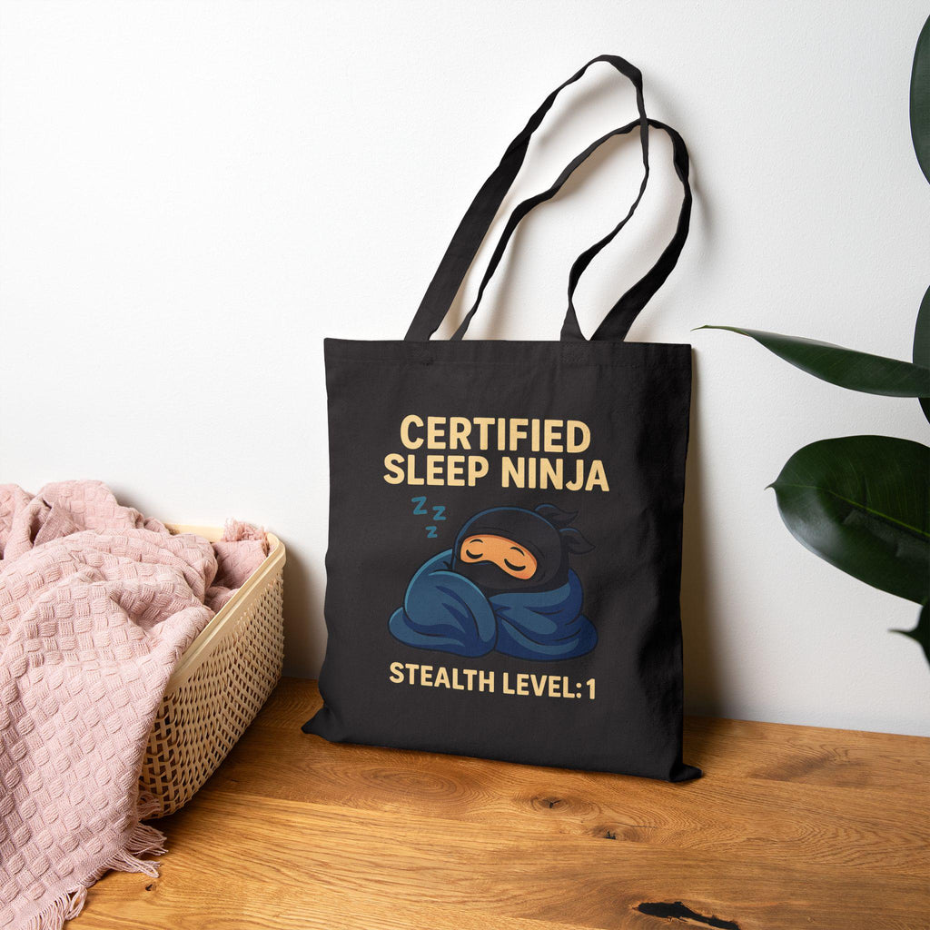 Certified Sleep Ninja Tote Bag Funny Cozy Gift for Nap Lovers Lazy Day Humor Cotton Canvas Bag