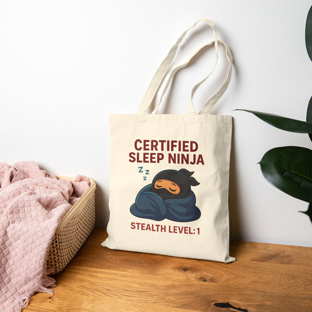 Certified Sleep Ninja Tote Bag Funny Cozy Gift for Nap Lovers Lazy Day Humor Cotton Canvas Bag