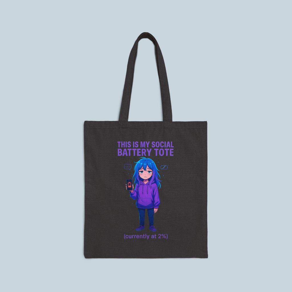 Social Battery Tote Bag Funny Anime Girl Introvert Gift for Shy People and Low Energy Days