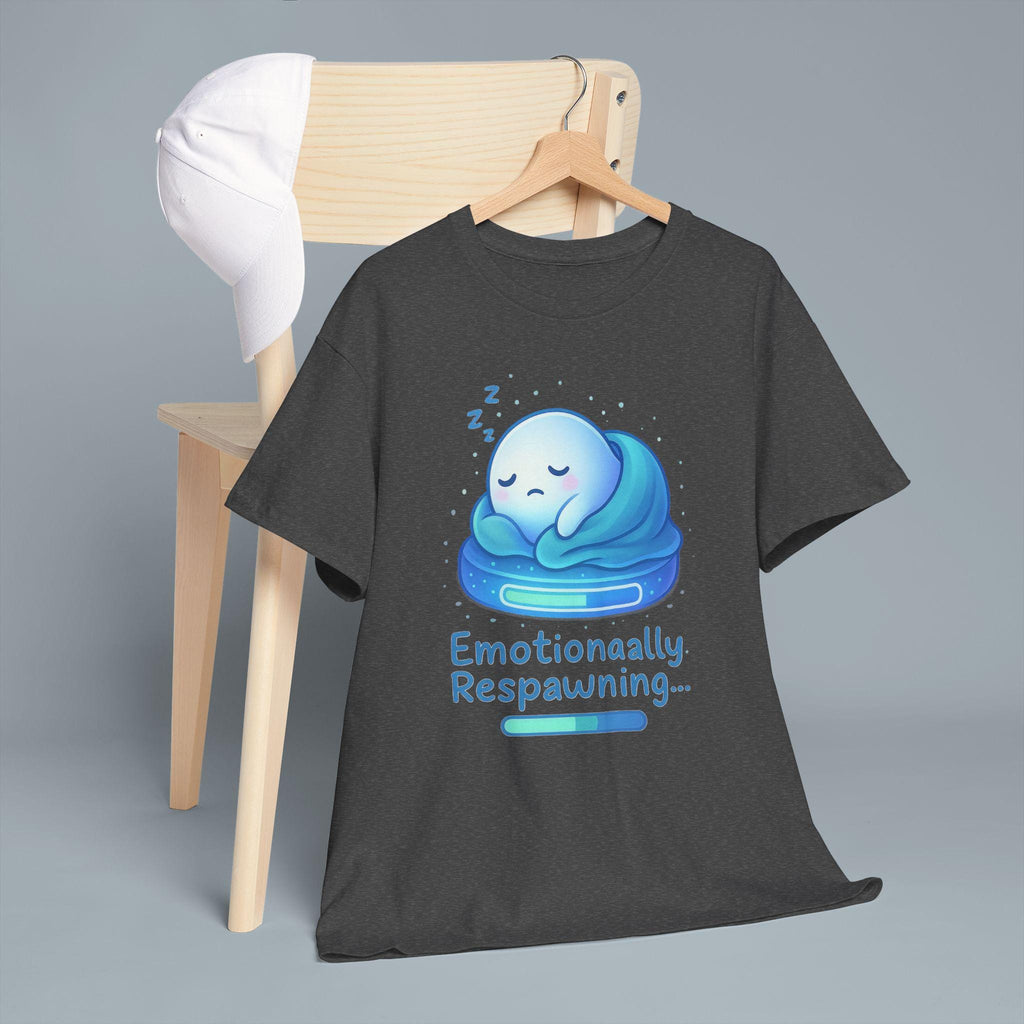 Emotionally Respawning Shirt Cute Gamer Mental Health Tee for Anxious Minds Anime Sad Ghost T Shirt Cozy Gamer Gift