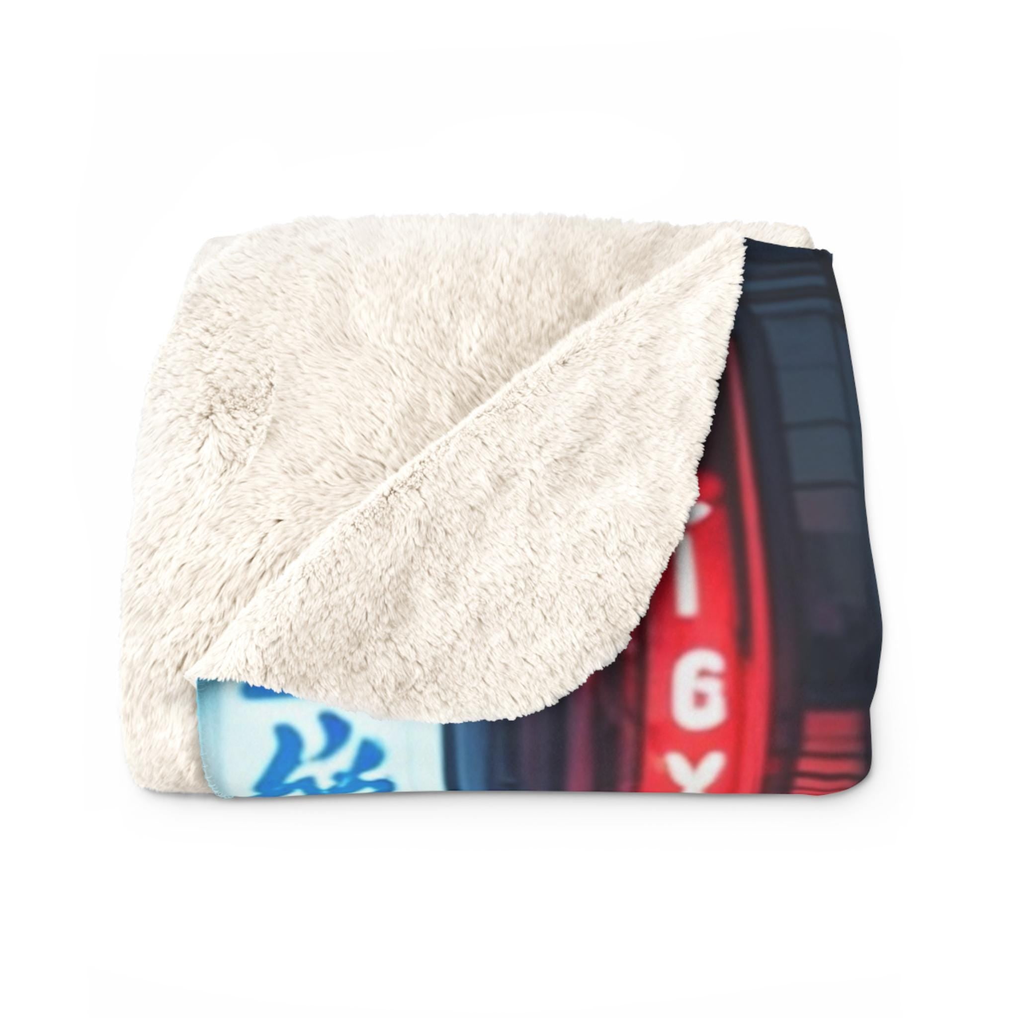 Cyberpunk Anime Girl Sherpa Blanket Neon Street Night City Cozy Gift for Gamers and Collectors