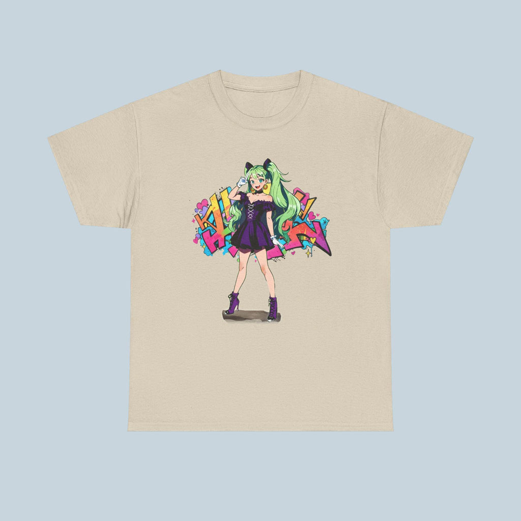 Graffiti Anime Girl T Shirt Neon Streetwear Graphic Tee for Anime Fans and Gamers