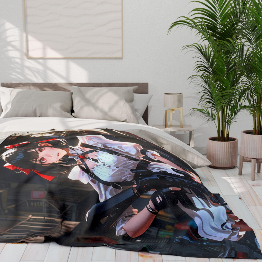 Anime Girl Fleece Blanket Lina Crossveil Gothic Lolita Urban Combat Blanket Gift for Gamers and Otaku