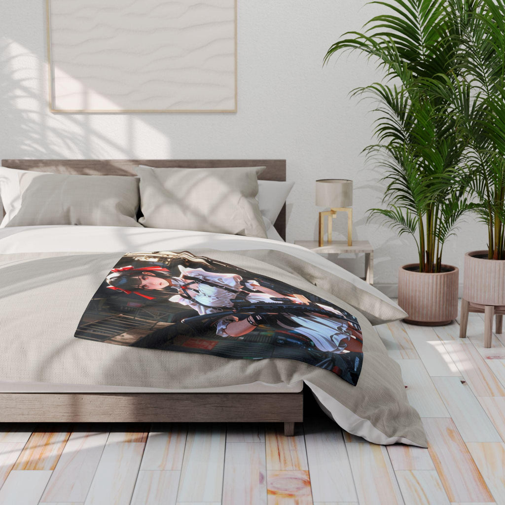 Anime Girl Fleece Blanket Lina Crossveil Gothic Lolita Urban Combat Blanket Gift for Gamers and Otaku