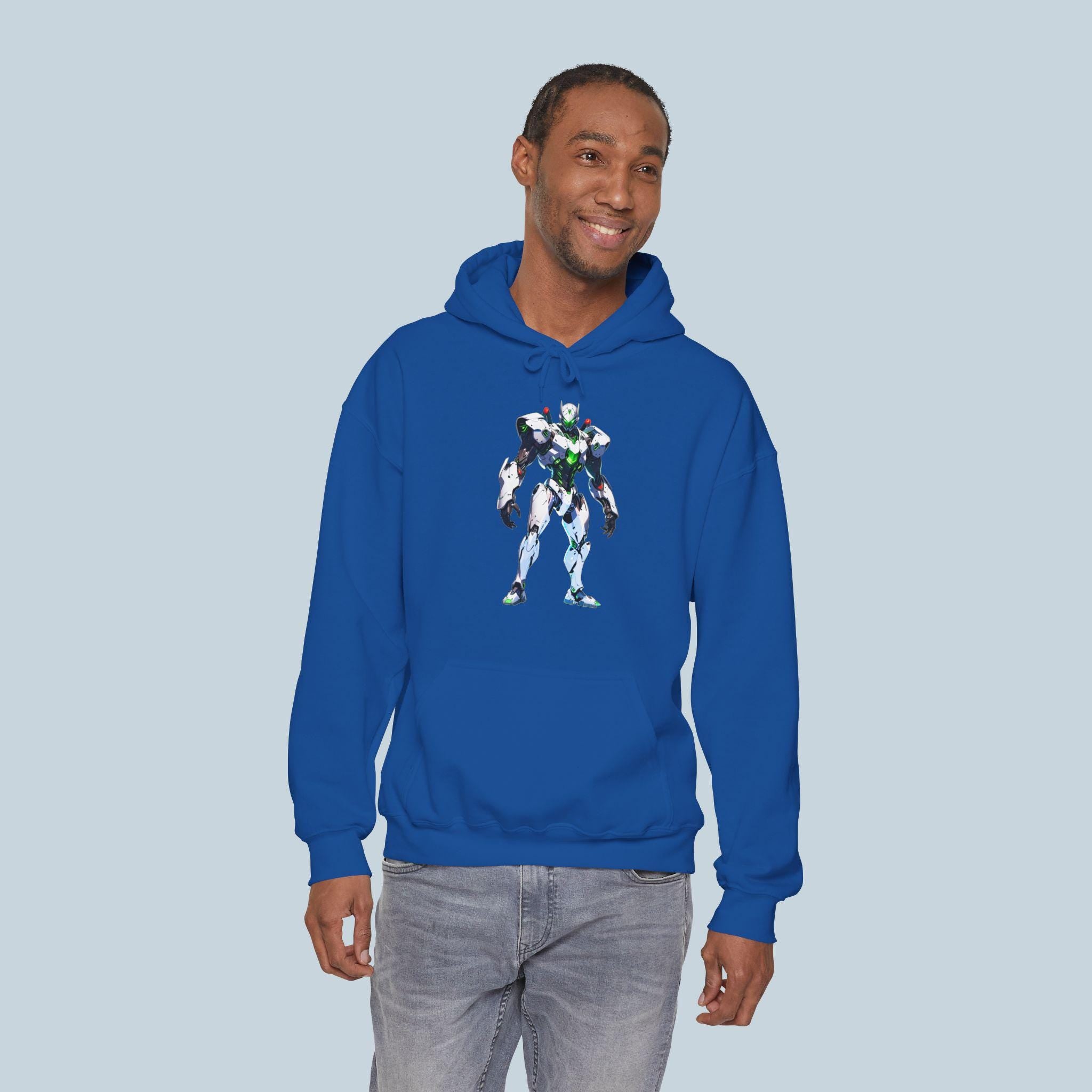 Anime Mecha Hoodie Neon Robot Techwear Cyberpunk Streetwear Gift for Anime Fans and Gamers