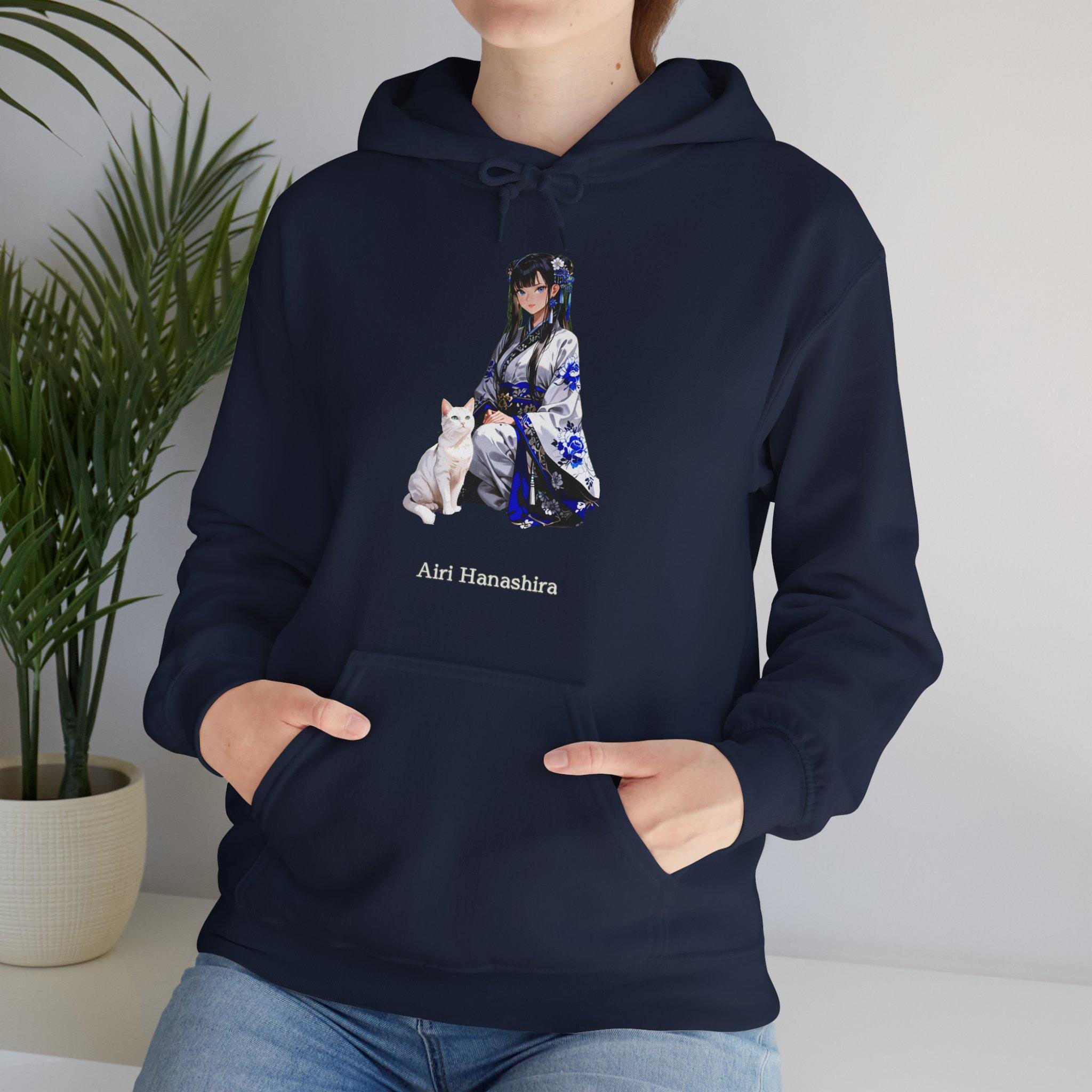 Anime Kimono Girl Hoodie Cat Companion Aesthetic Streetwear Gift for Cozy Anime Lovers and Collectors