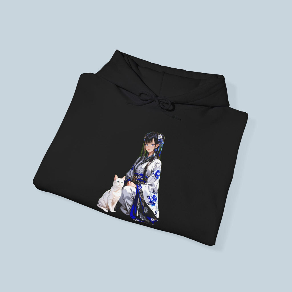 Anime Kimono Girl Hoodie Cat Companion Aesthetic Streetwear Gift for Cozy Anime Lovers and Collectors