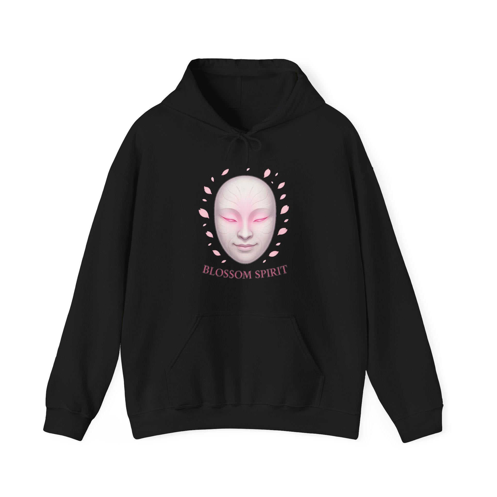 Blossom Spirit Anime Hoodie Cherry Blossom Mask Aesthetic Japanese Streetwear Pullover Hoodie Gift for Anime Fans and Dreamers