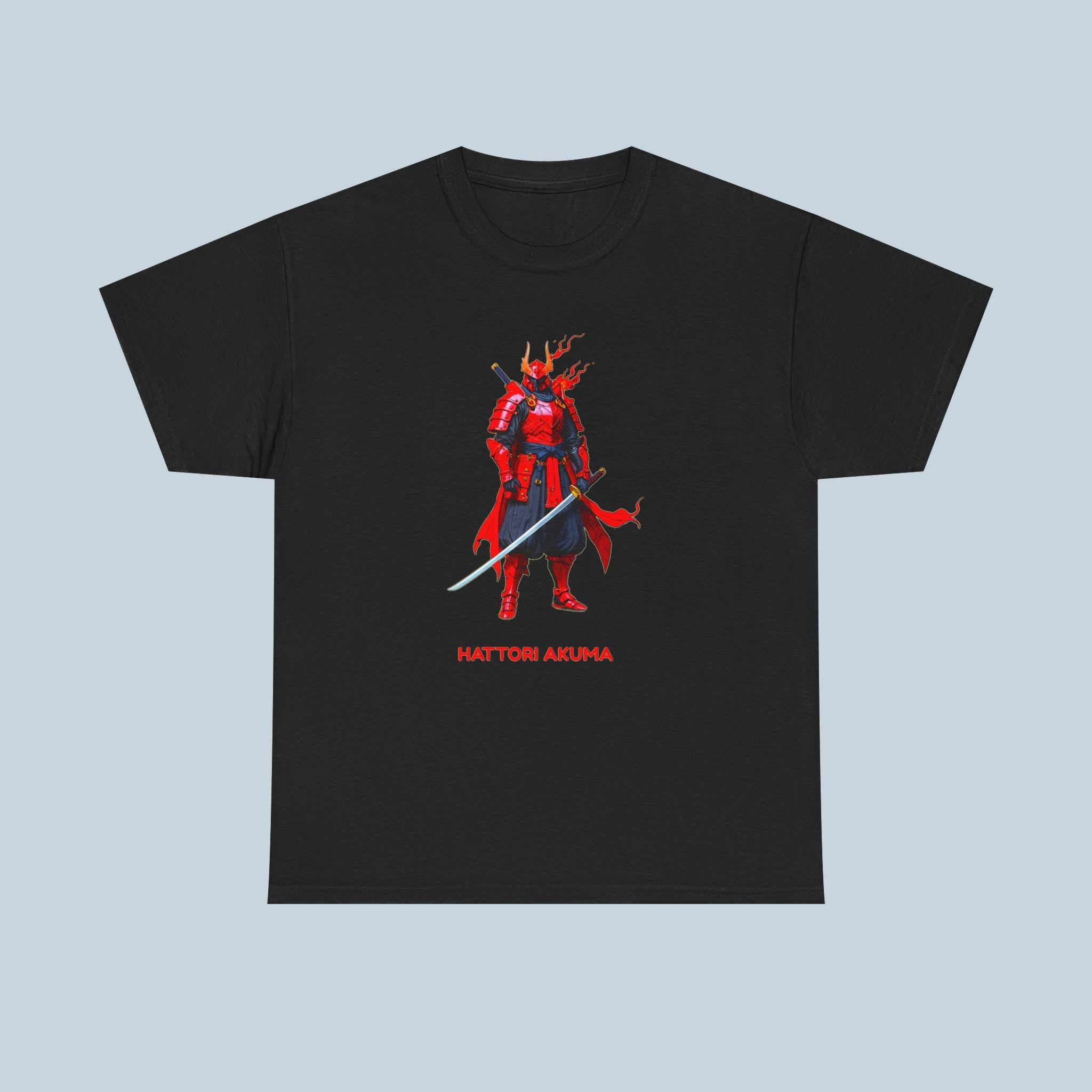 Hattori Akuma Samurai Anime T-Shirt Red Warrior Streetwear Techwear Gift for Anime Fans and Gamers