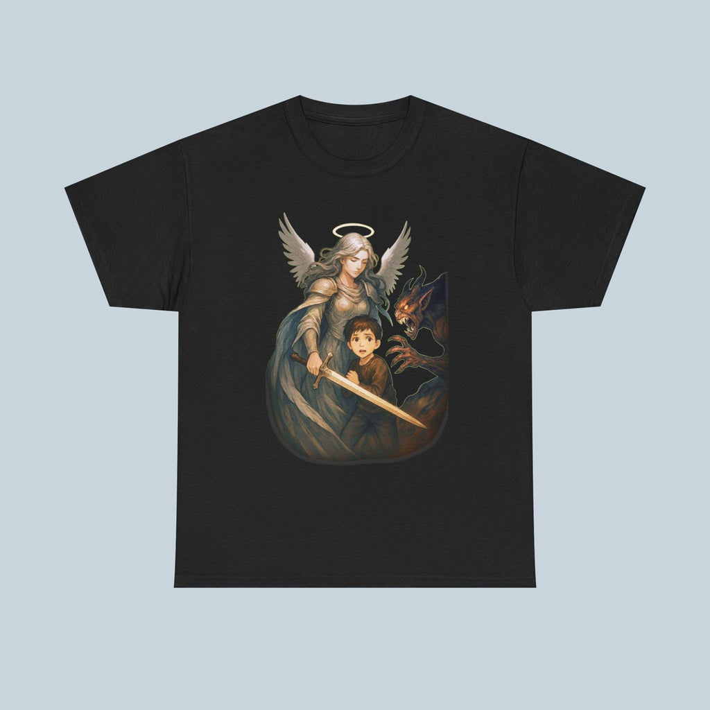 Guardian Angel T-Shirt Christian Anime Art Sword of Protection Shirt for Kids and Parents Spiritual Gift Tee