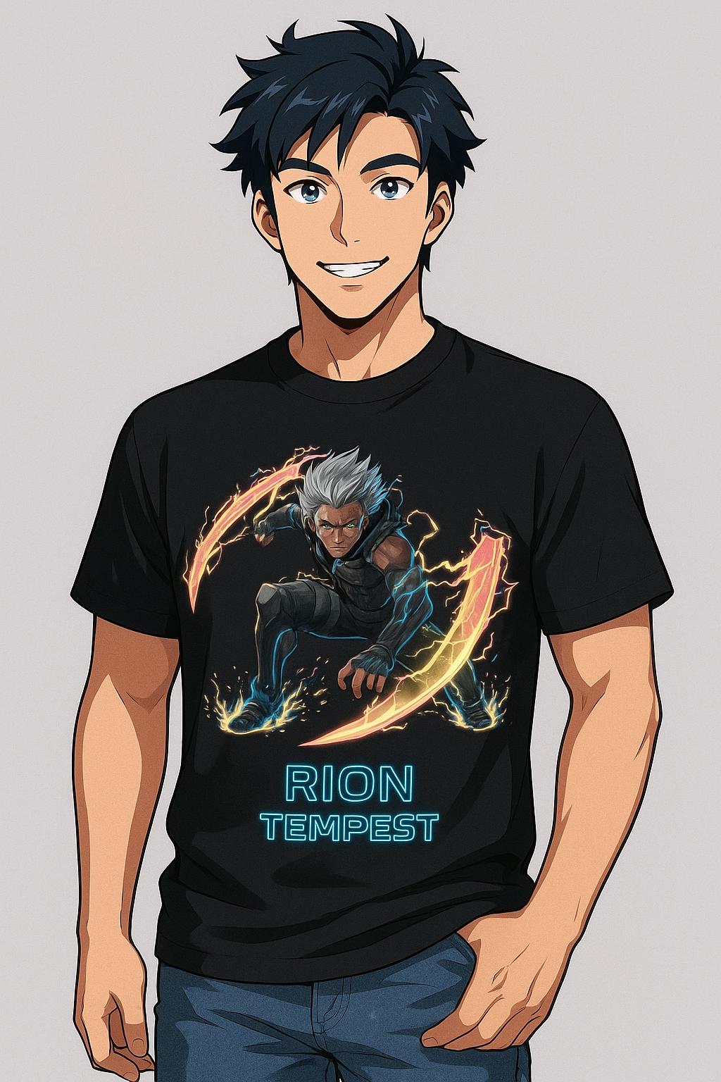 Rion Tempest Lightning Hoodie, Neon Anime Streetwear | Futuristic Techie Gift | Cyberpunk Hoodie for Gamers Anime Fans | Epic Anime Apparel