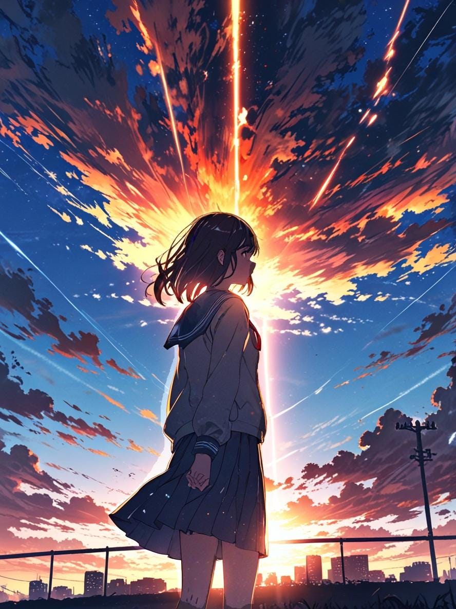 Anime Sherpa Blanket Girl Sunset Scene Cozy Fleece Throw Kawaii Manga Aesthetic Gift for Anime Lovers and Fans