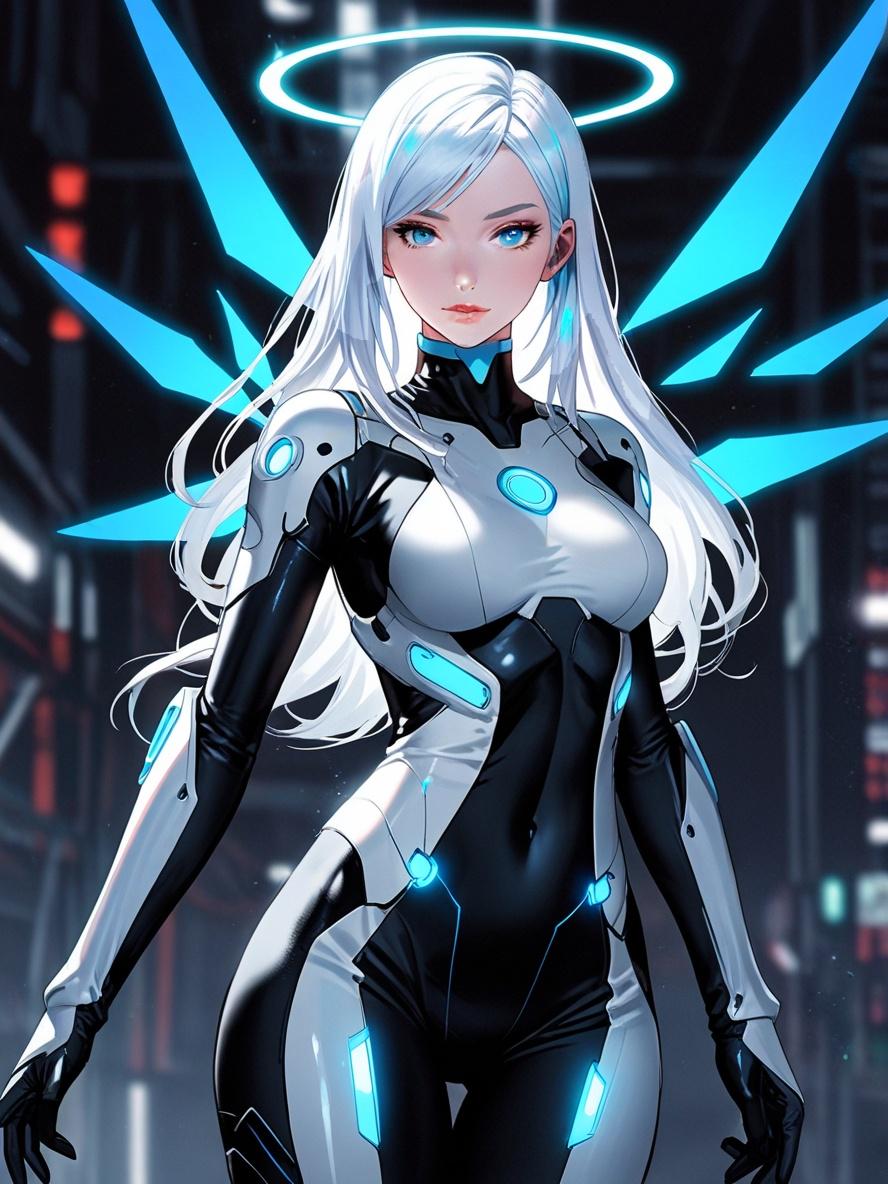 Cyber Angel Anime Blanket White Neon Wings Futuristic Techwear Girl Soft Sherpa Throw for Anime Lovers and Gamers