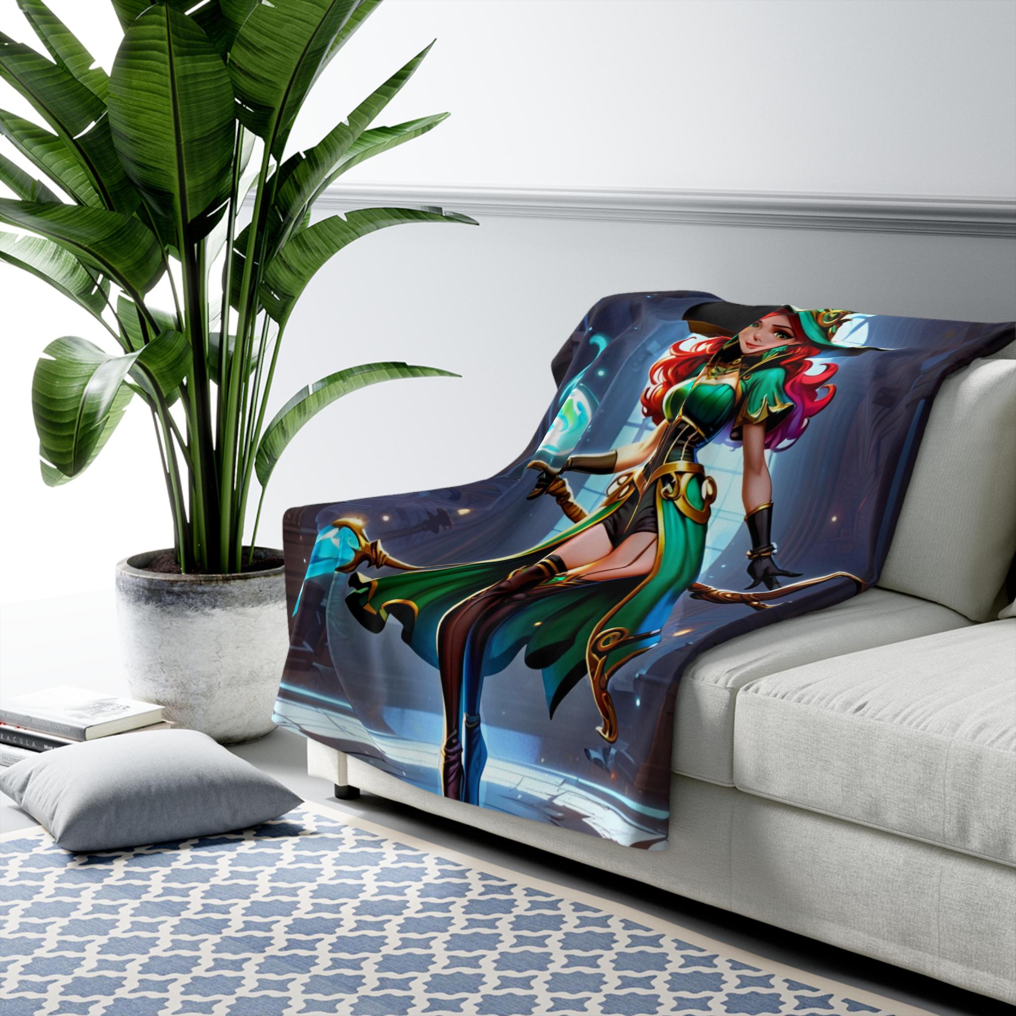 Cozy Witchy Sherpa Fleece Blanket | Soft Throw for Home Decor, Halloween Decor, Gift for Gamers, Magical Blanket, Cozy Living Space