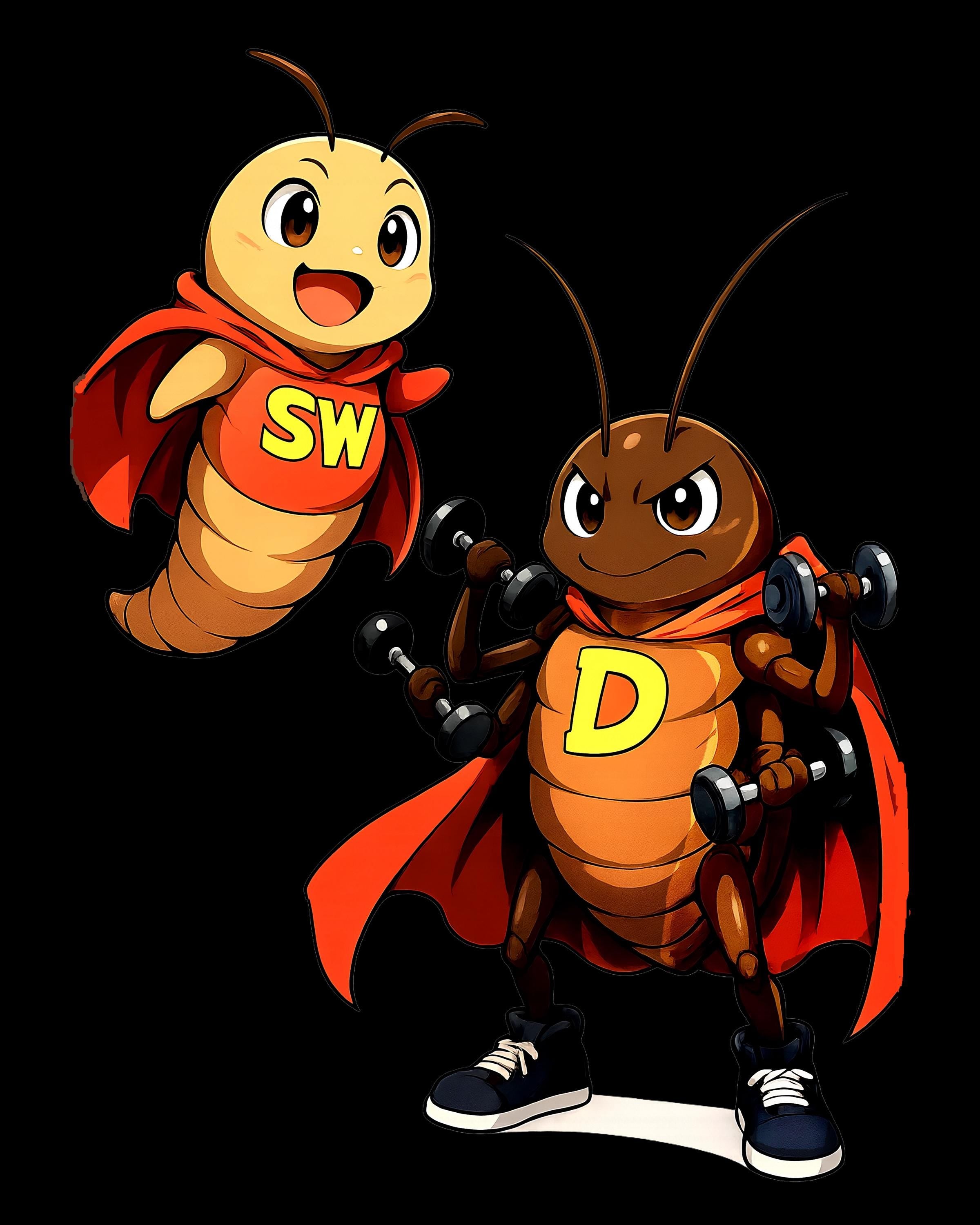 SuperWorm and D-Roach Tote Bag | Funny Eco Hero Reusable Canvas Bag | Cute Cartoon Superhero Insect Gift for Kids and Garden Lovers