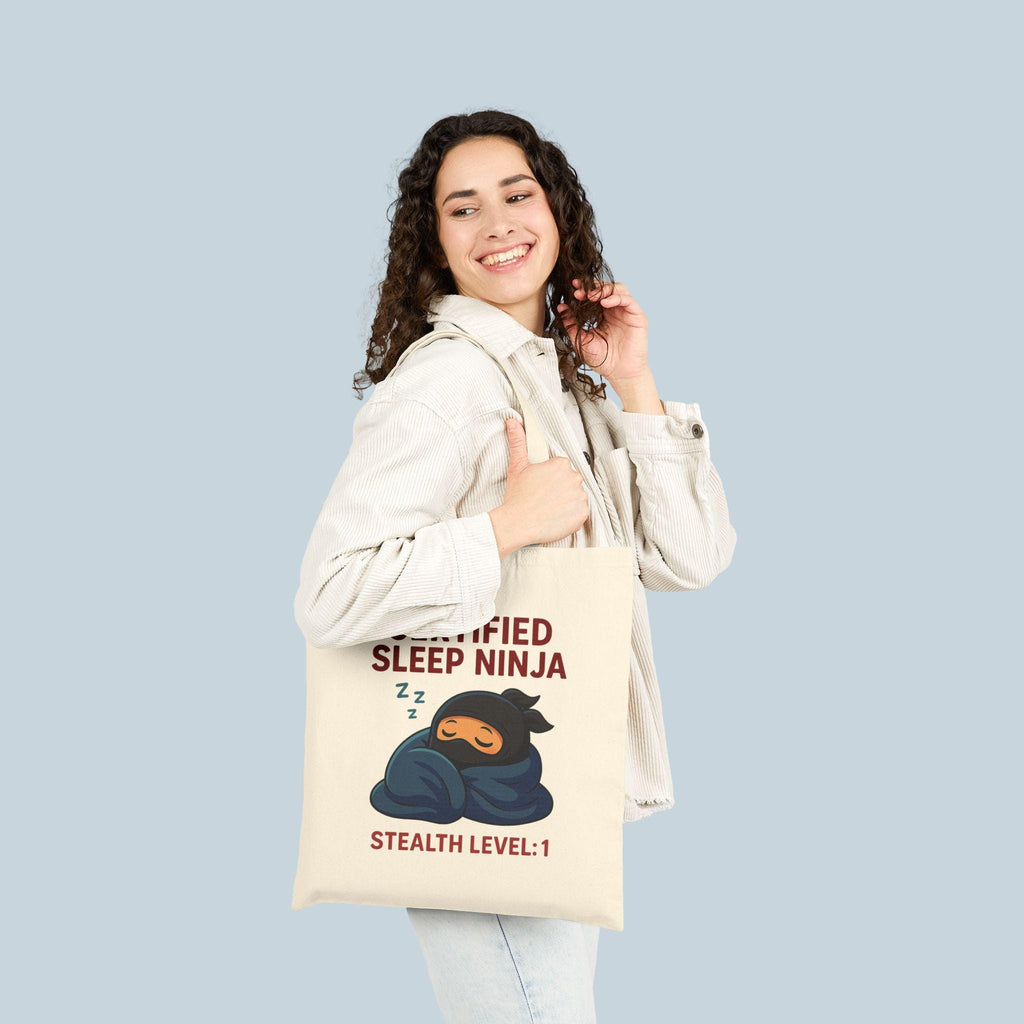 Certified Sleep Ninja Tote Bag Funny Cozy Gift for Nap Lovers Lazy Day Humor Cotton Canvas Bag