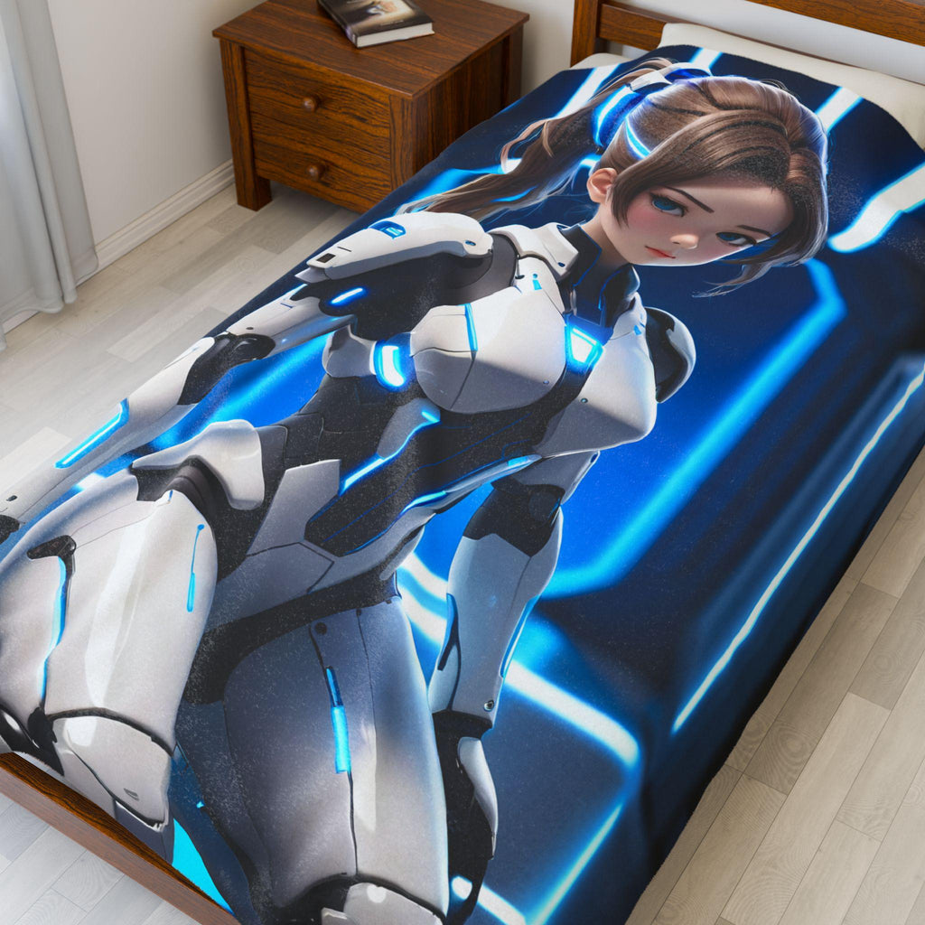 Cosmic Velveteen Plush Blanket, Cozy Throw Blanket, Sci-Fi Decor, Gifts for Her, Futuristic Bedroom Decor, Plush Blanket