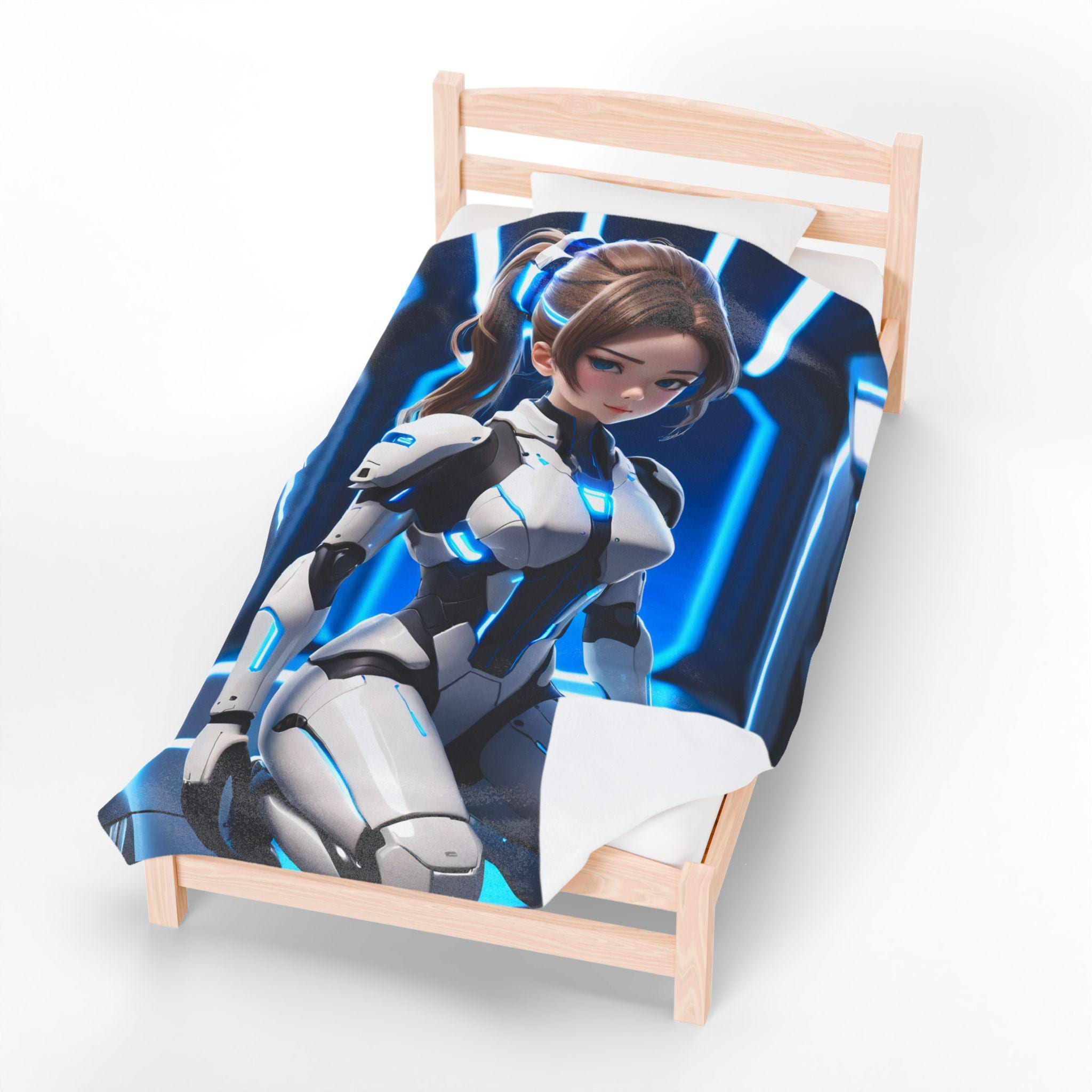 Cosmic Velveteen Plush Blanket, Cozy Throw Blanket, Sci-Fi Decor, Gifts for Her, Futuristic Bedroom Decor, Plush Blanket