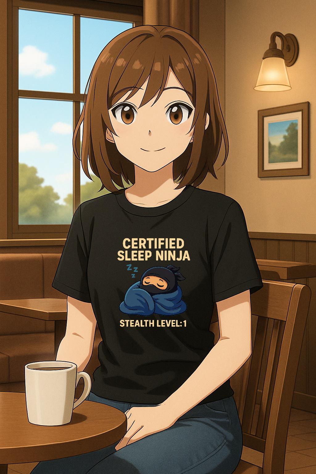 Certified Sleep Ninja T-Shirt Funny Cozy Gamer Shirt for Anime Fans and Sleepyheads Stealth Mode Sleep Gift Black Tee