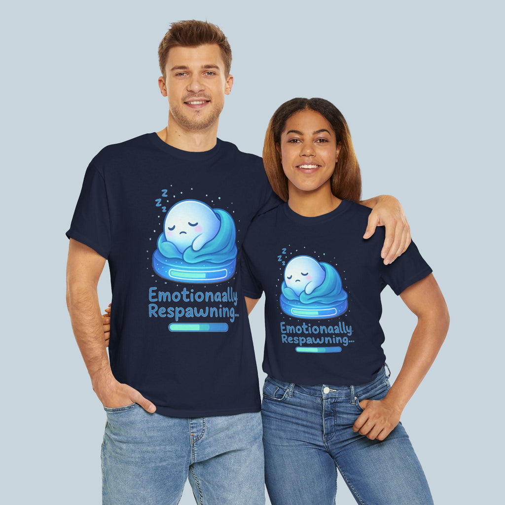 Emotionally Respawning Shirt Cute Gamer Mental Health Tee for Anxious Minds Anime Sad Ghost T Shirt Cozy Gamer Gift