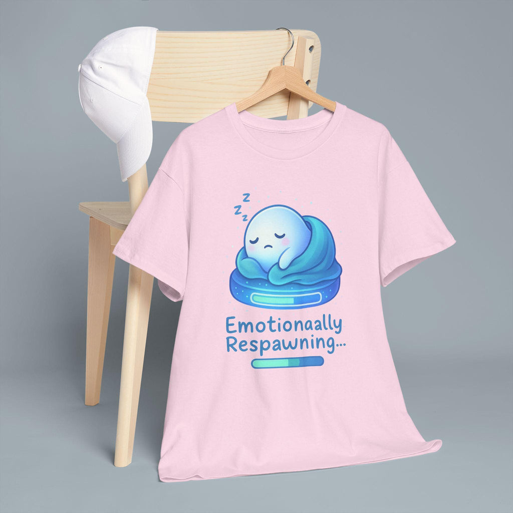 Emotionally Respawning Shirt Cute Gamer Mental Health Tee for Anxious Minds Anime Sad Ghost T Shirt Cozy Gamer Gift