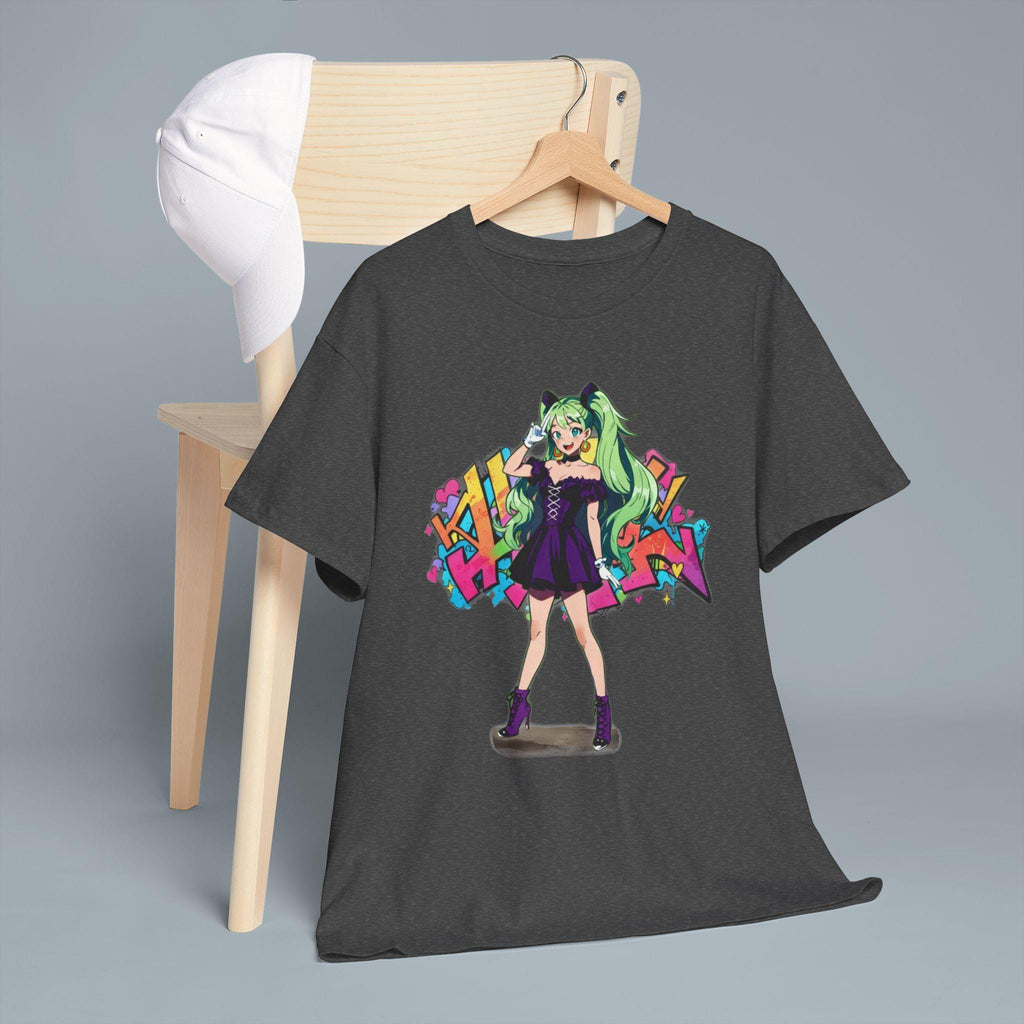Graffiti Anime Girl T Shirt Neon Streetwear Graphic Tee for Anime Fans and Gamers