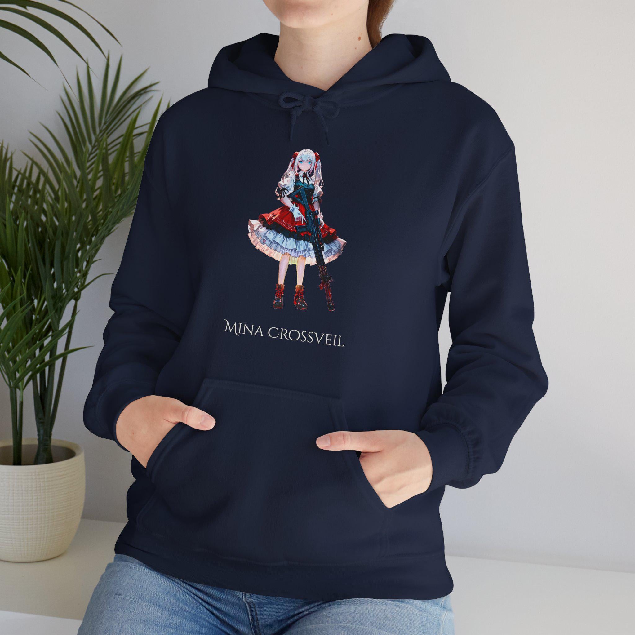 Anime Girl Hoodie Mina Crossveil Gothic Lolita Sweatshirt Cute Dark Fantasy Outfit Gift for Gamers and Collectors