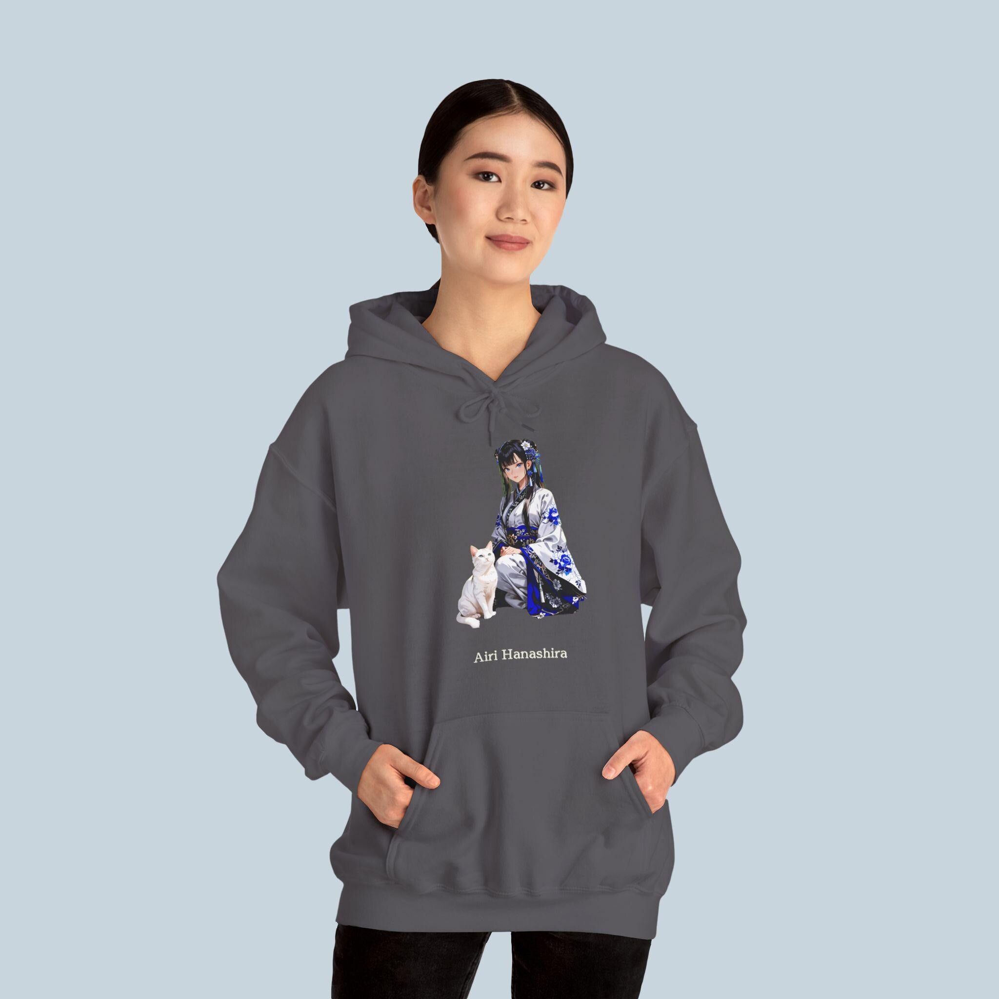 Anime Kimono Girl Hoodie Cat Companion Aesthetic Streetwear Gift for Cozy Anime Lovers and Collectors