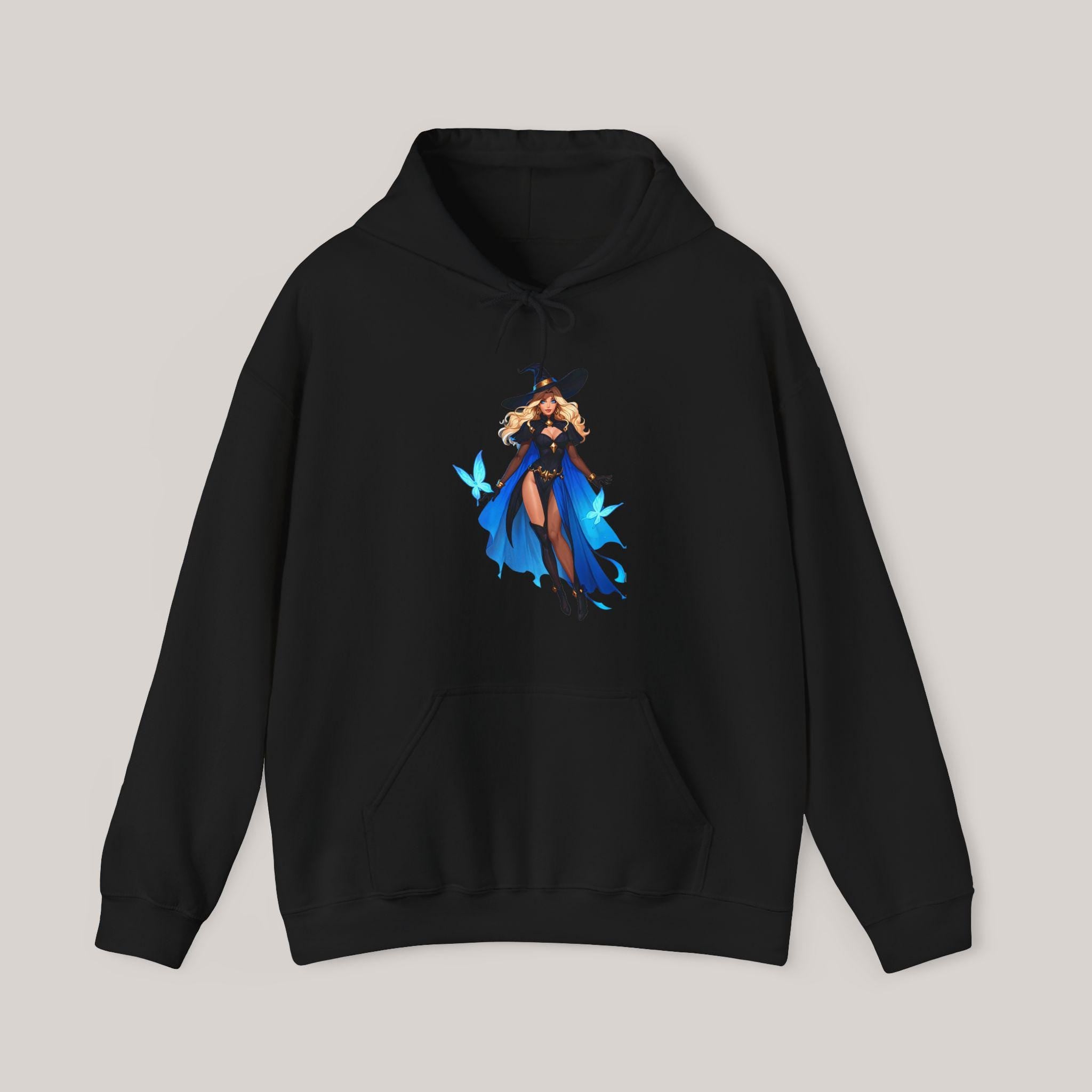 Anime Witch Hoodie Magical Girl Sweatshirt Blue Butterfly Spellcaster Gift for Anime Lovers and Gamers