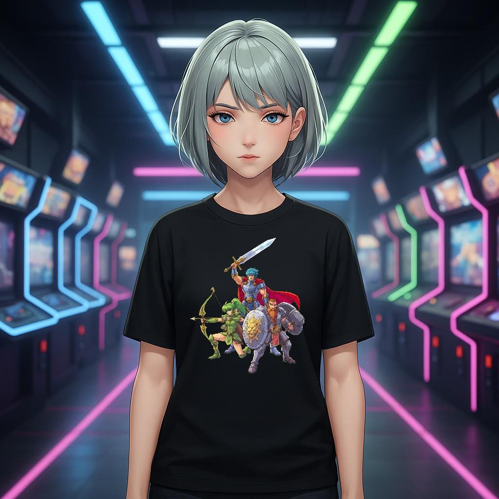 Hero Party RPG T-Shirt Fantasy Anime Game Graphic Retro Pixel Style Gift for Gamers and Dungeon Masters