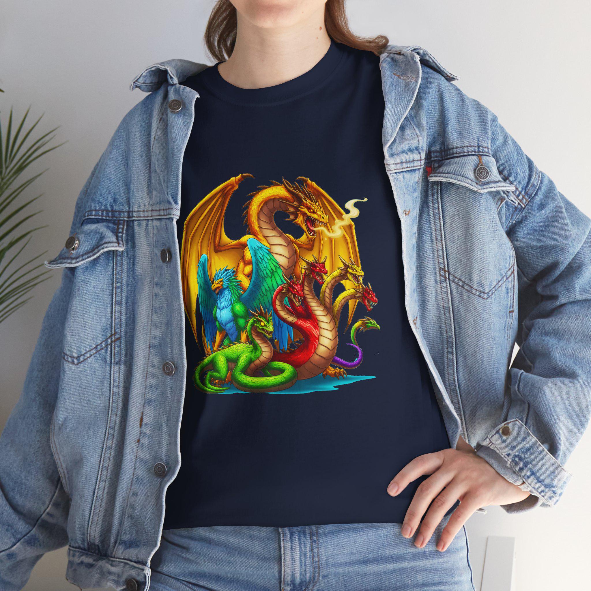 Dragon Hydra Griffin Basilisk T-Shirt Fantasy Monster Battle Shirt for RPG Gamers and Mythical Creature Fans